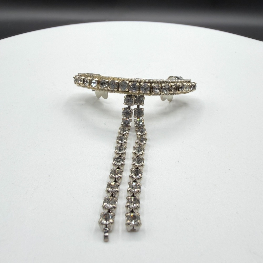 Rhinestone Shoe Clip Silver Tone Clear Crystal Dangle Glam Statement Accent